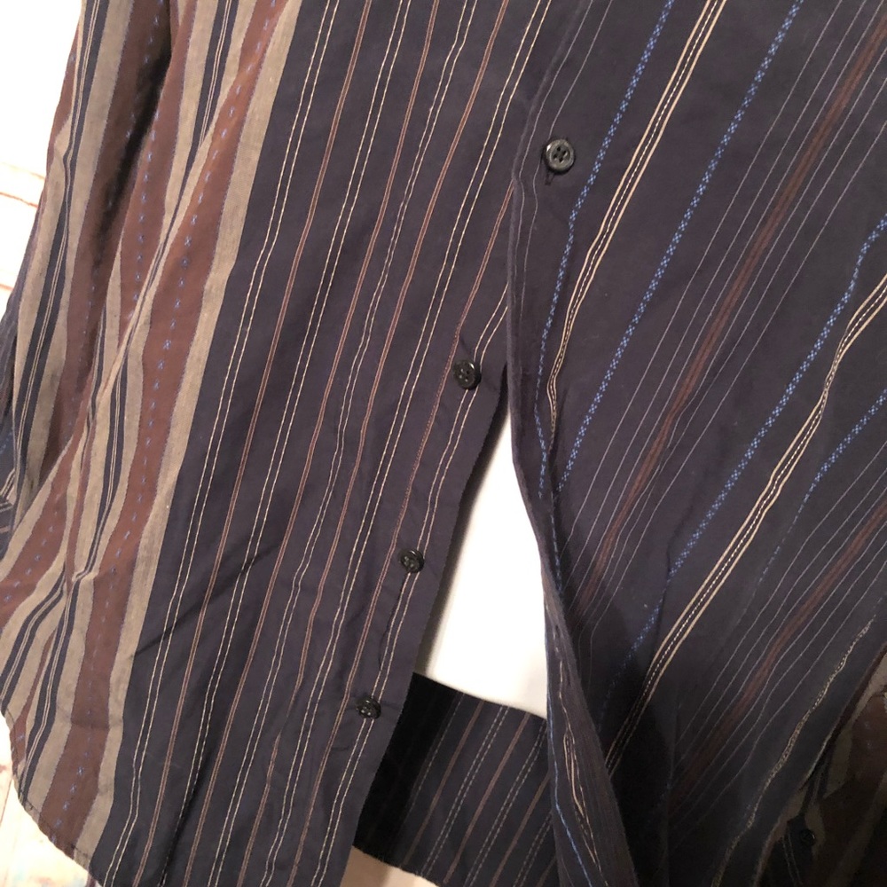 Ben Sherman Mens Button Front Long Sleeve Striped Blue Sz Medium. - Picture 2 of 3